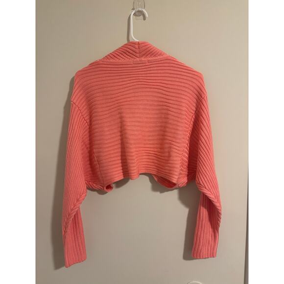 Anthropologie 525 Twist shrug front long sleeve ribbed knit crop sweater sz XS/S - Picture 9 of 12